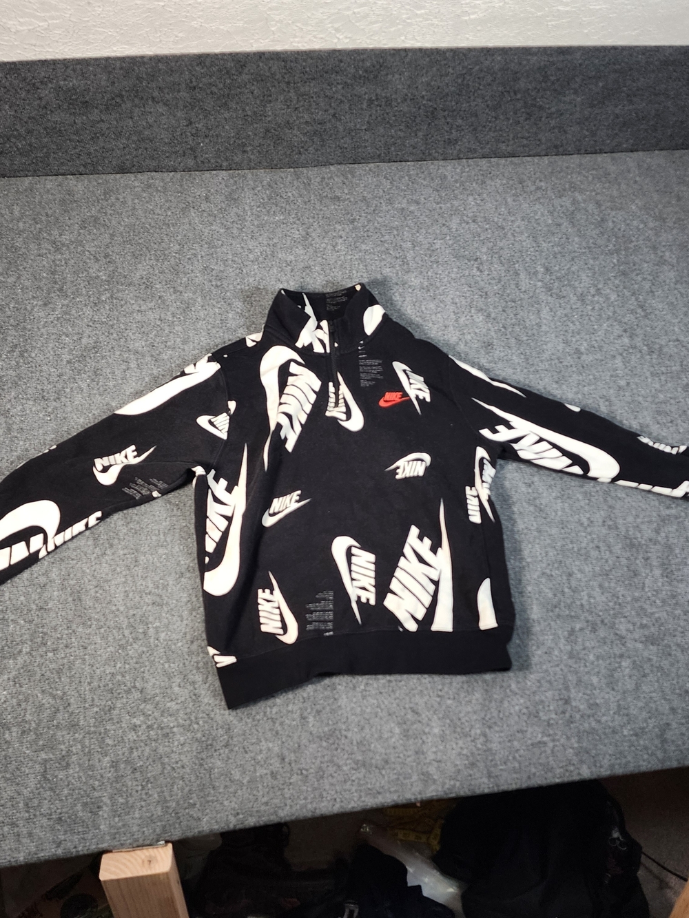 Nike Kids' Black & White Logo Half-Zip Pullover Jacket